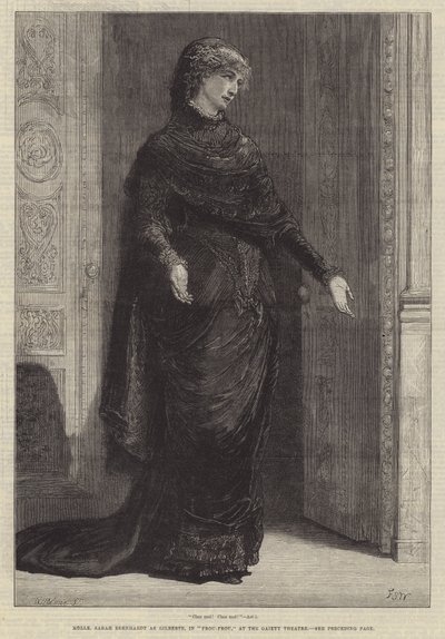 Mademoiselle Sarah Bernhardt als Gilberte, in Frou-Frou, in het Gaiety Theater door Francis S. Walker
